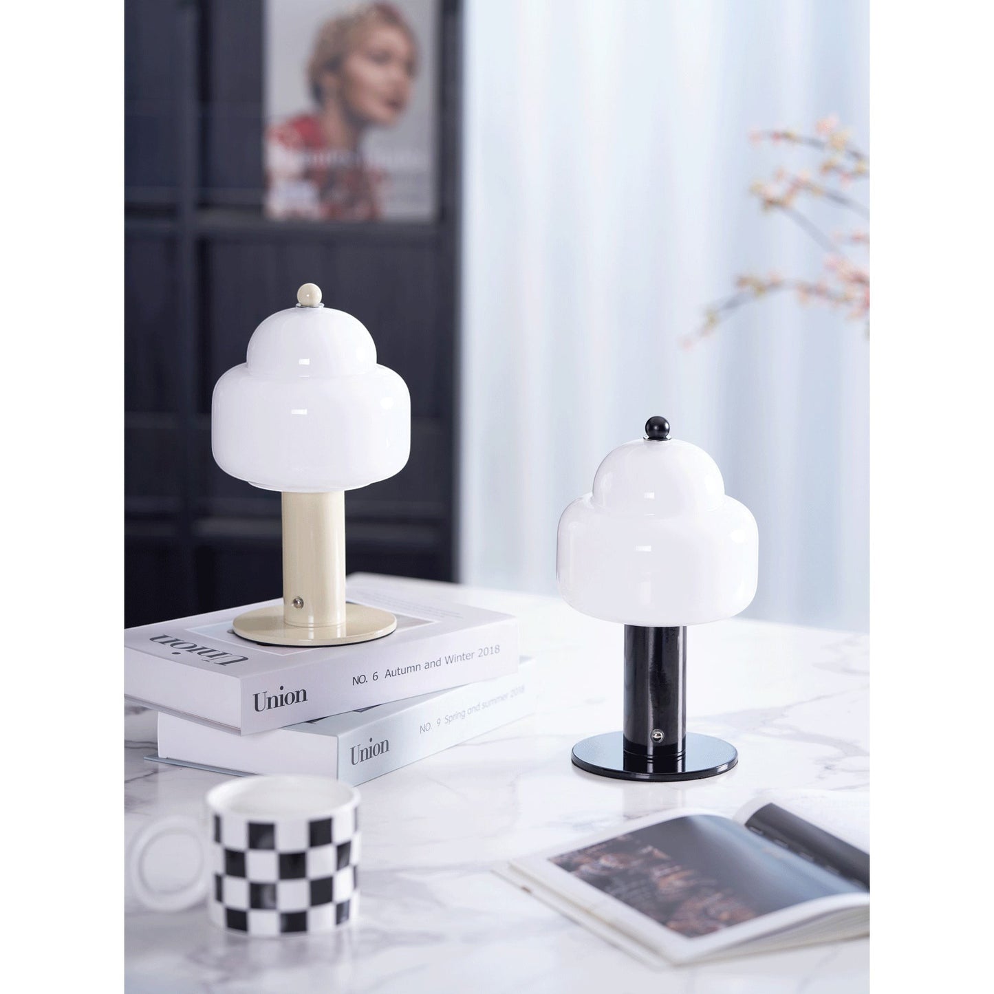 Double Glass Dome Rechargeable Table Lamp | Cordless Metal Base LED