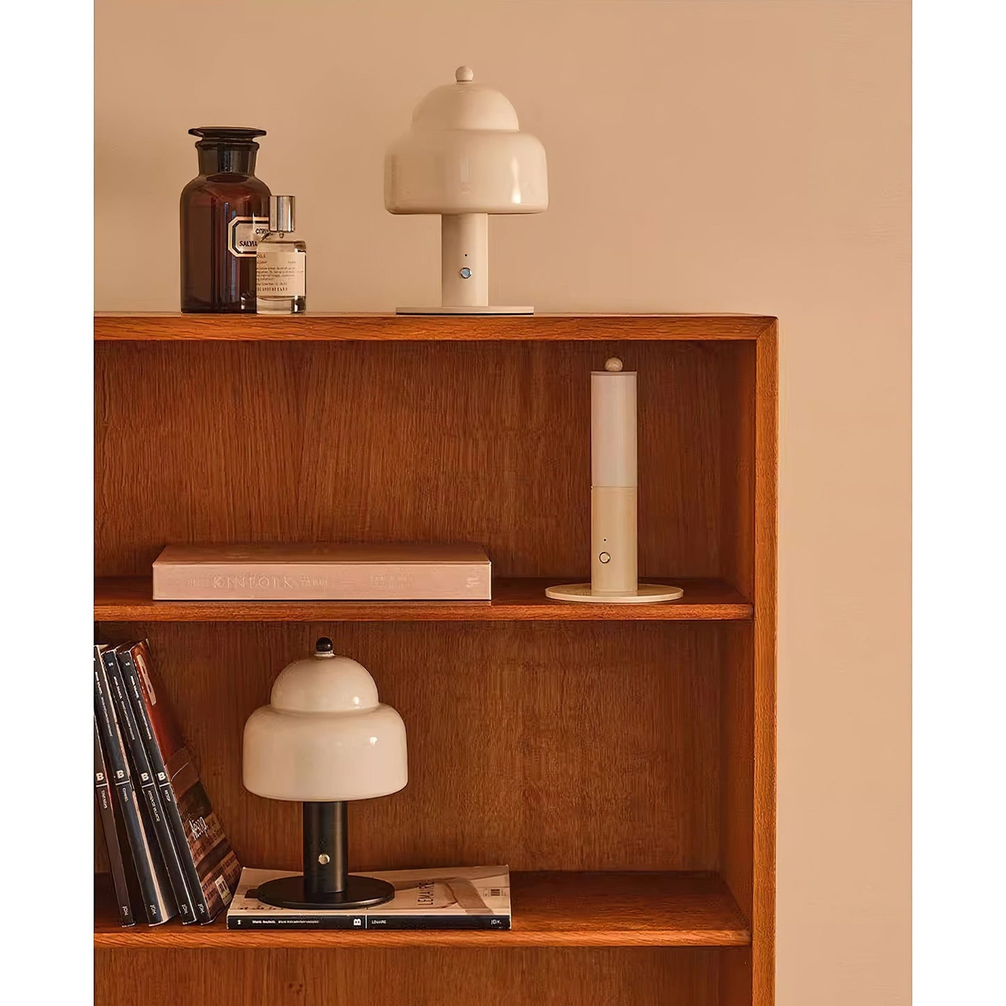 Double Glass Dome Rechargeable Table Lamp | Cordless Metal Base LED