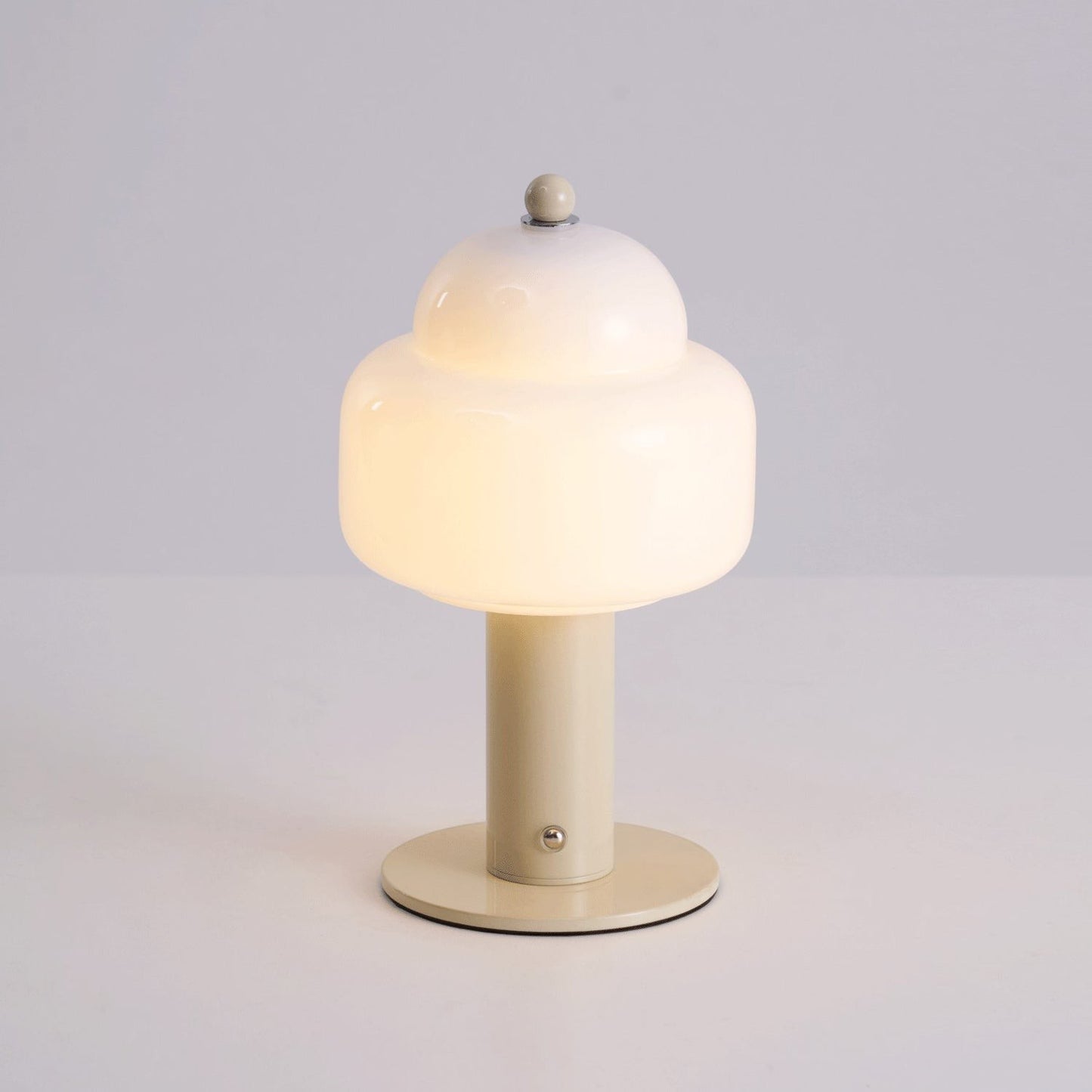 Double Glass Dome Rechargeable Table Lamp | Cordless Metal Base LED