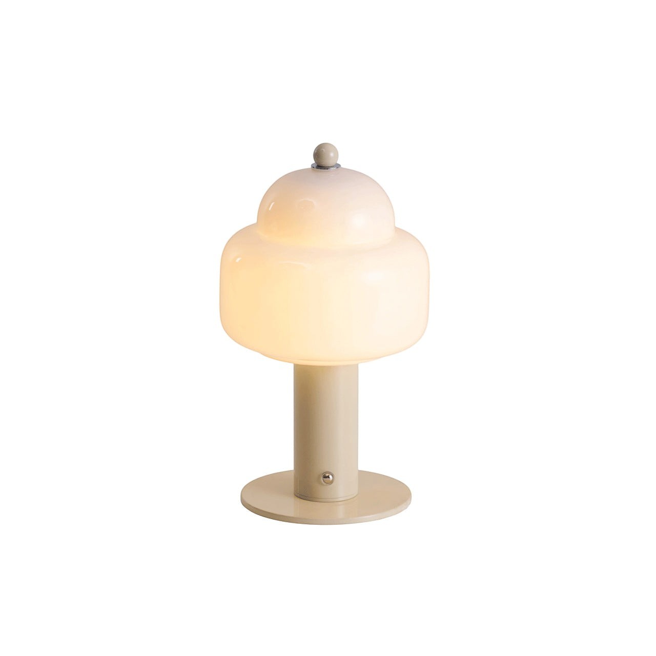 Double Glass Dome Rechargeable Table Lamp | Cordless Metal Base LED
