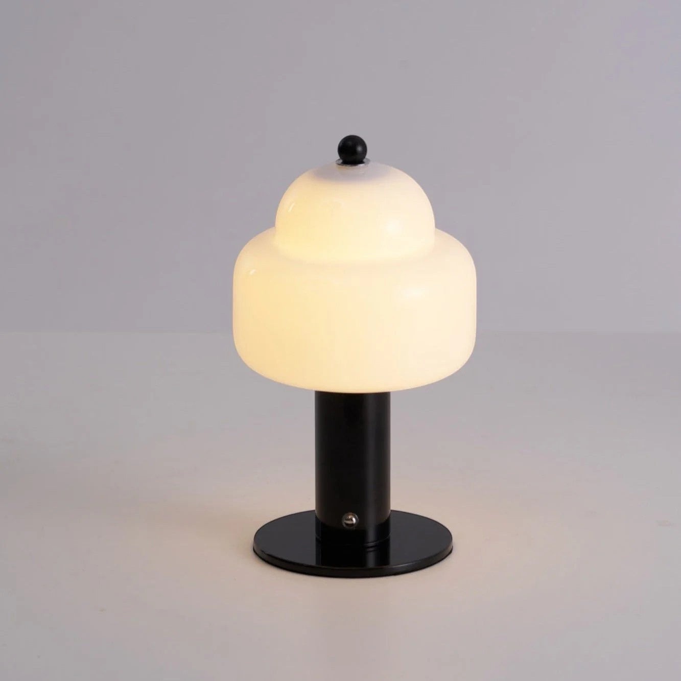 Double Glass Dome Rechargeable Table Lamp | Cordless Metal Base LED
