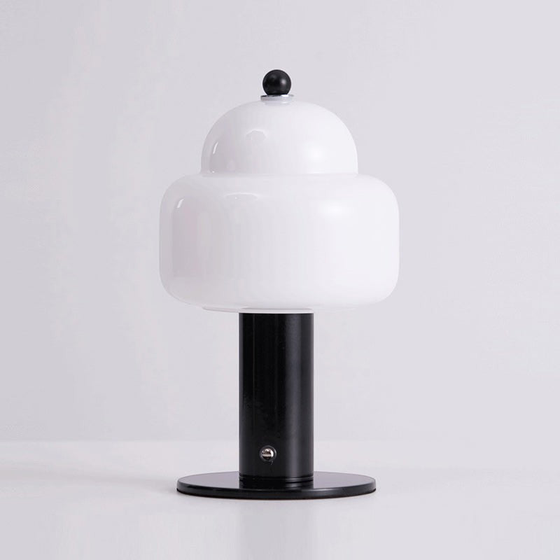 Double Glass Dome Rechargeable Table Lamp | Cordless Metal Base LED