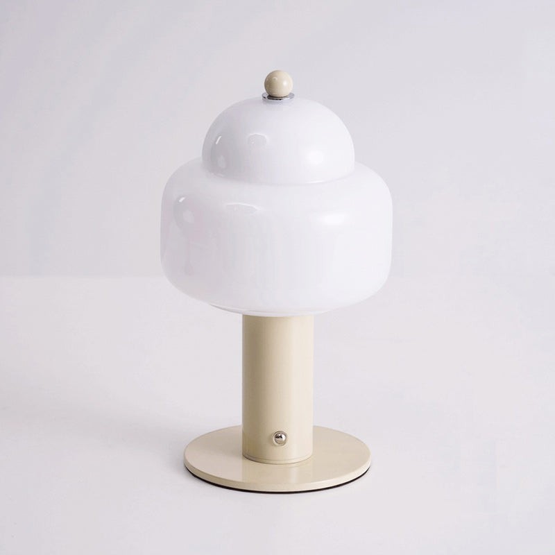 Double Glass Dome Rechargeable Table Lamp | Cordless Metal Base LED