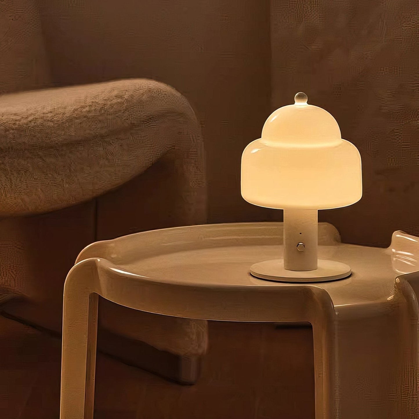 Double Glass Dome Rechargeable Table Lamp | Cordless Metal Base LED