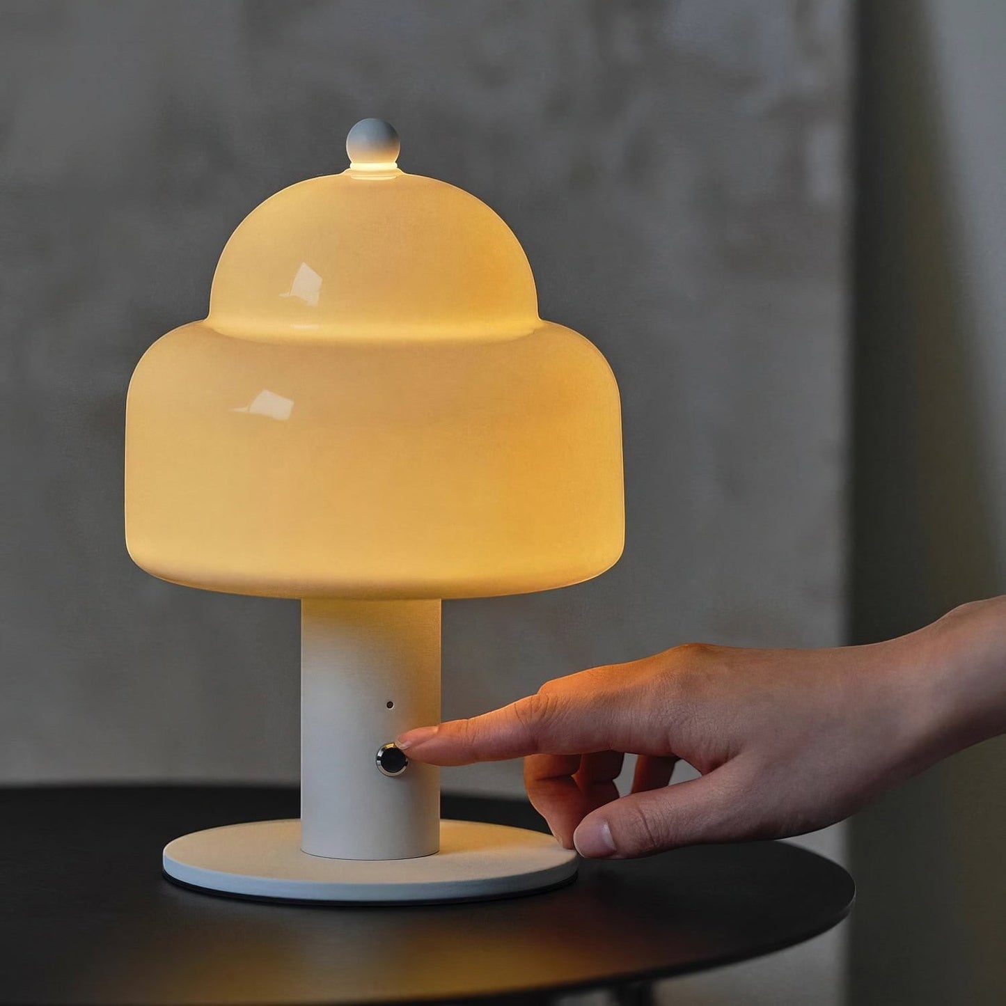 Double Glass Dome Rechargeable Table Lamp | Cordless Metal Base LED