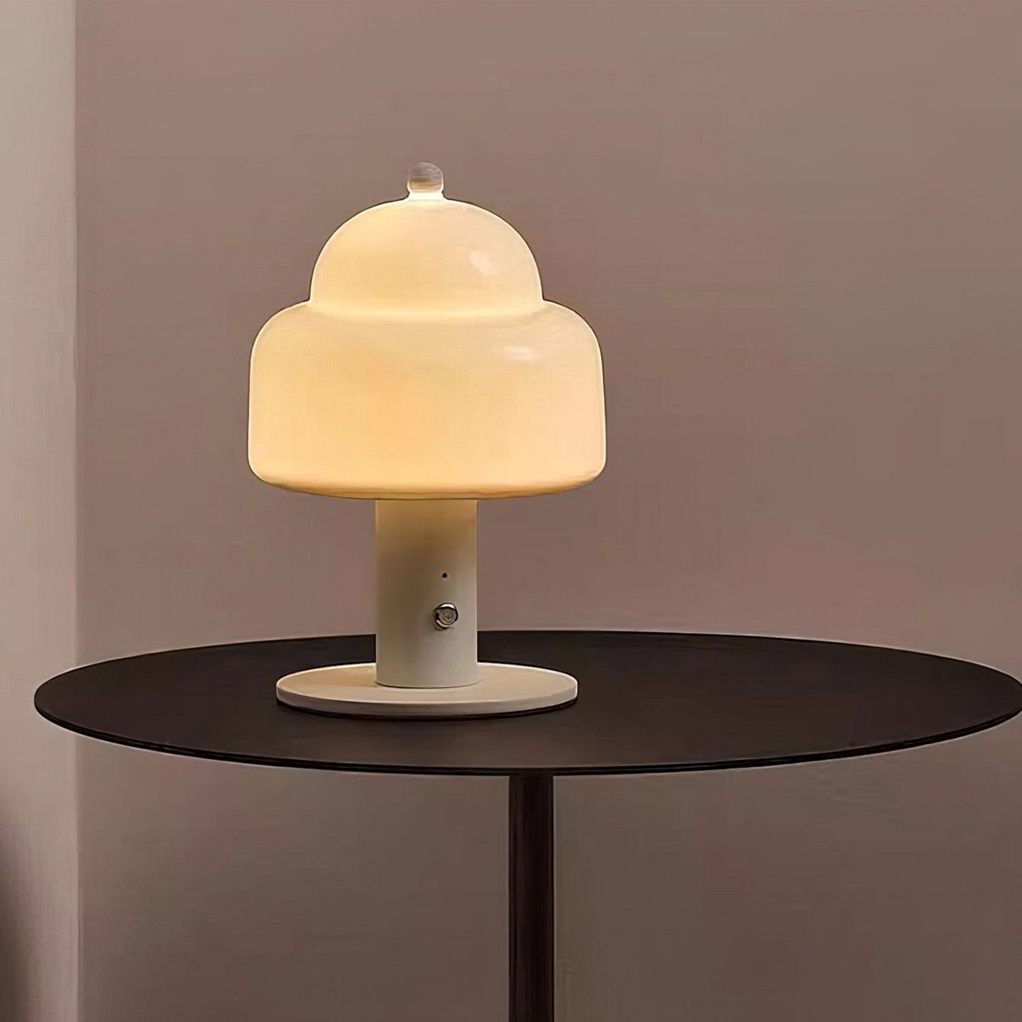 Double Glass Dome Rechargeable Table Lamp | Cordless Metal Base LED
