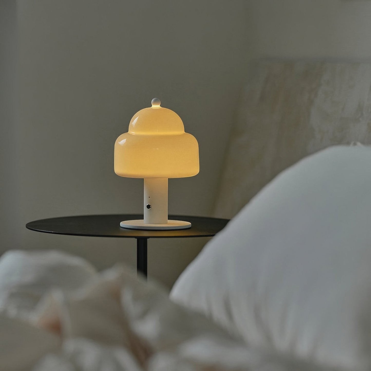 Double Glass Dome Rechargeable Table Lamp | Cordless Metal Base LED