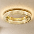 Crystal Ring LED Ceiling Light - Gold Finish, Lit Close View