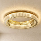 Crystal Ring LED Ceiling Light - Gold Finish, Lit Close View