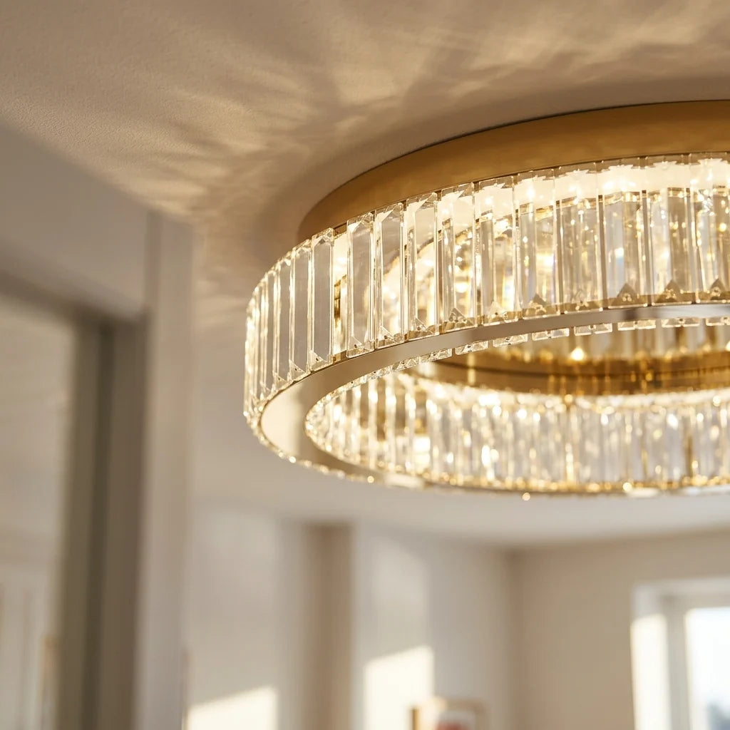 Crystal Ring LED Ceiling Light - Close-Up of Faceted Crystals