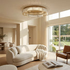 Crystal Ring LED Ceiling Light - Gold Finish in Bright Living Room