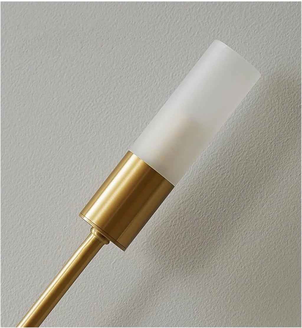 Linear Gold LED Wall Sconce - Close-Up of Frosted Shade and Gold Holder