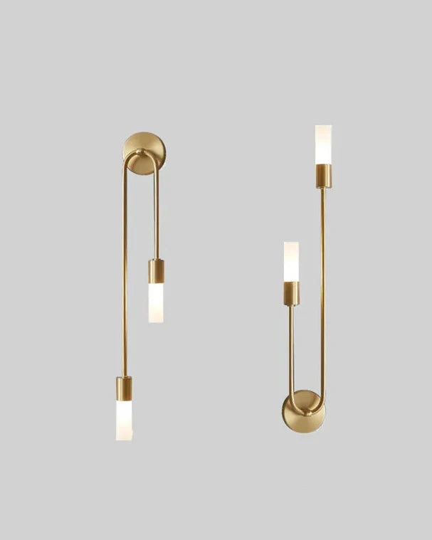 Linear Gold LED Wall Sconce - Pair on Grey Background