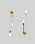 Linear Gold LED Wall Sconce - Pair on Grey Background