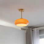 Rounded Glass Ceiling Light - Orange Glass Near Window
