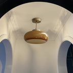 Rounded Glass Ceiling Light - Amber Glass in Arched Ceiling Space