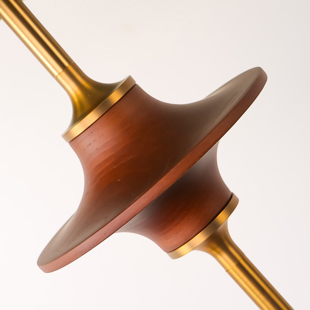 Ash Wood Turned Saucer Spindle Floor Lamp | Dark Walnut Mid-Century