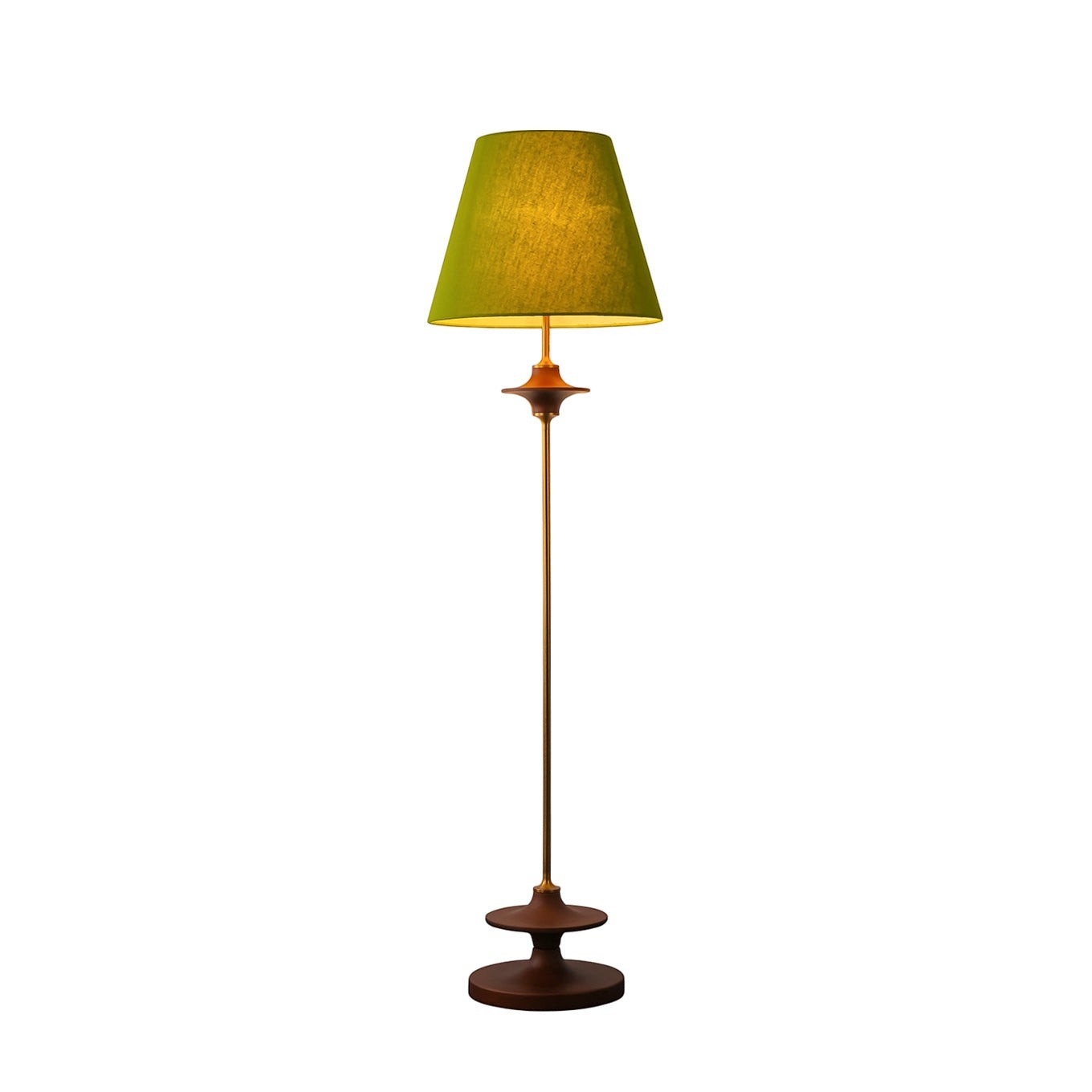 Ash Wood Turned Saucer Spindle Floor Lamp | Dark Walnut Mid-Century
