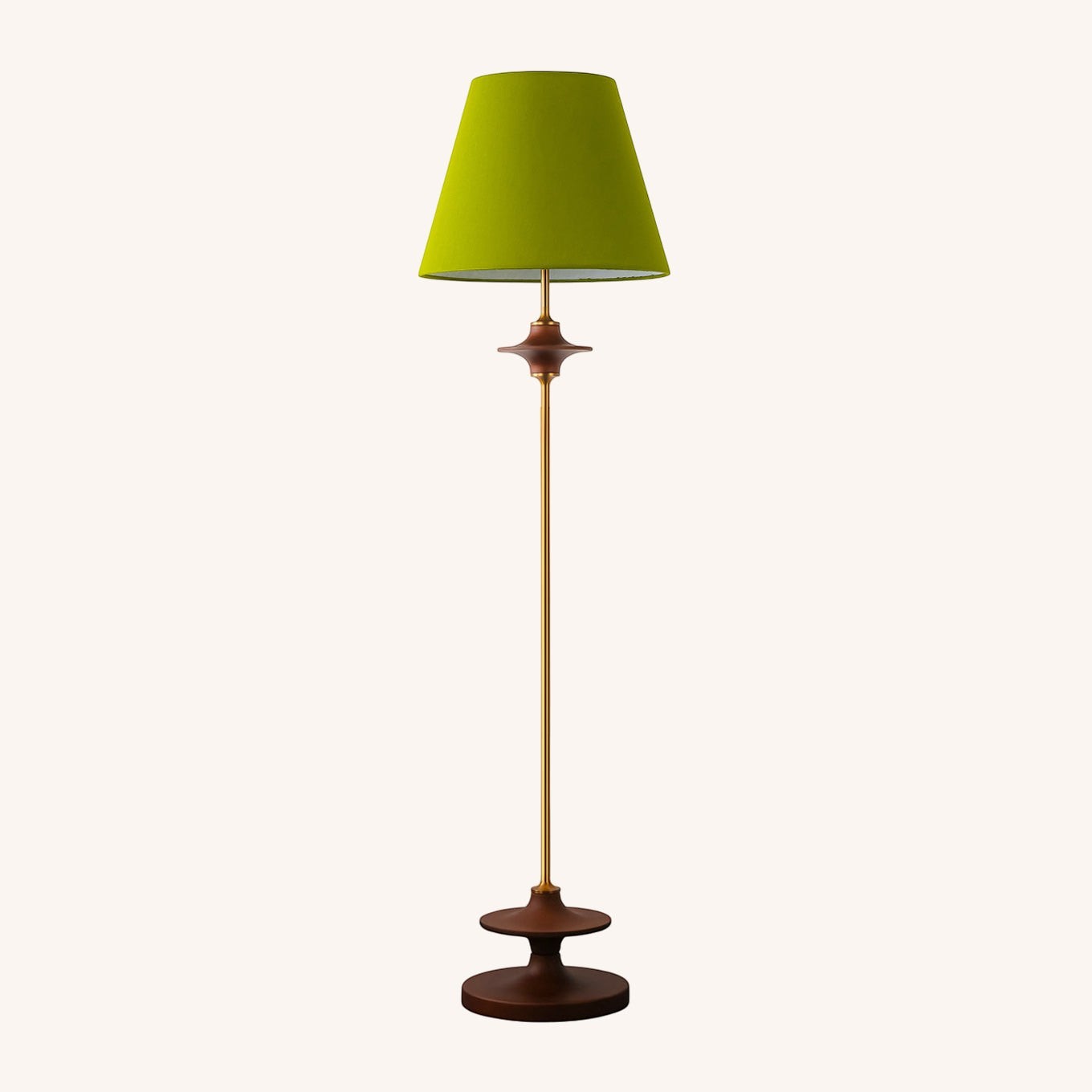 Ash Wood Turned Saucer Spindle Floor Lamp | Dark Walnut Mid-Century