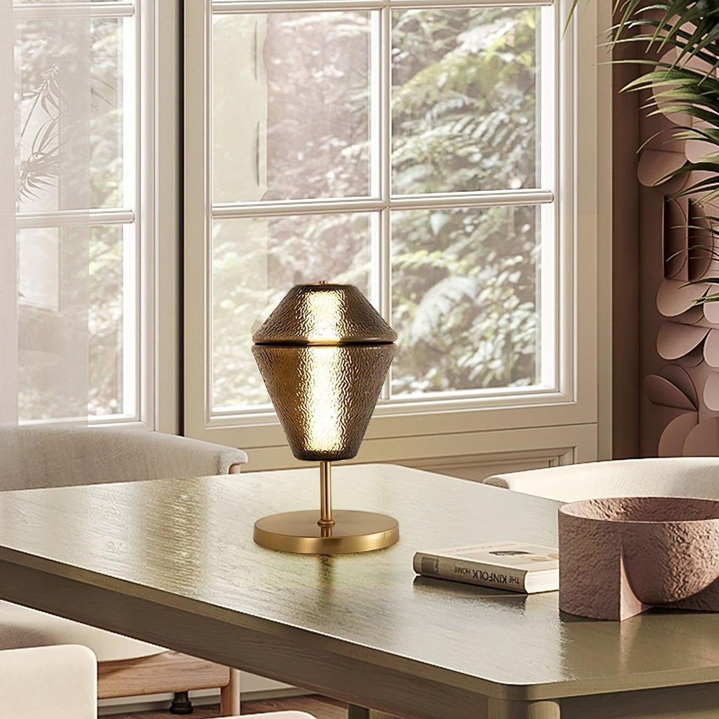 Urn-Shaped Glass Table Lamp | Warm Contemporary Living Dining