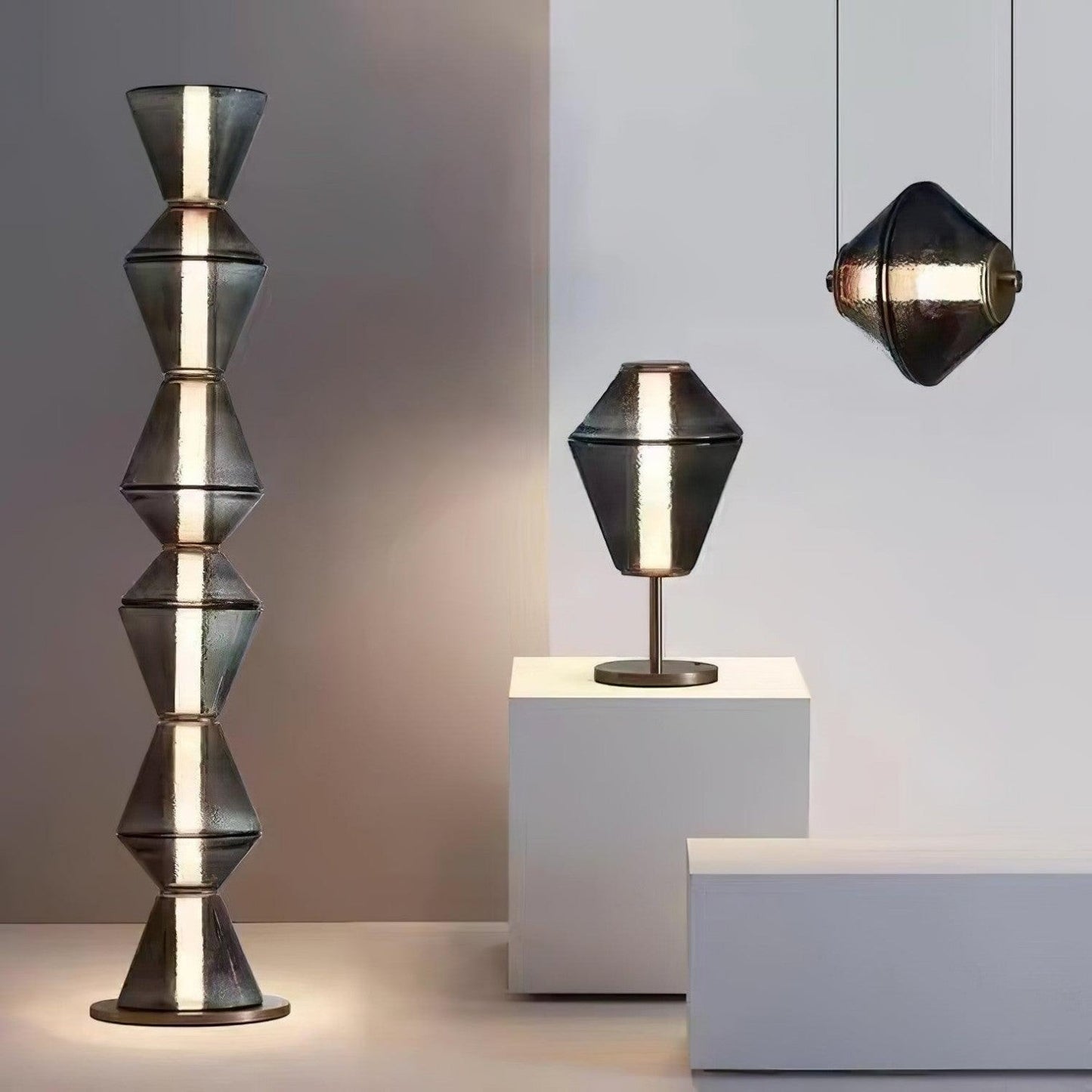 Urn-Shaped Glass Table Lamp | Warm Contemporary Living Dining