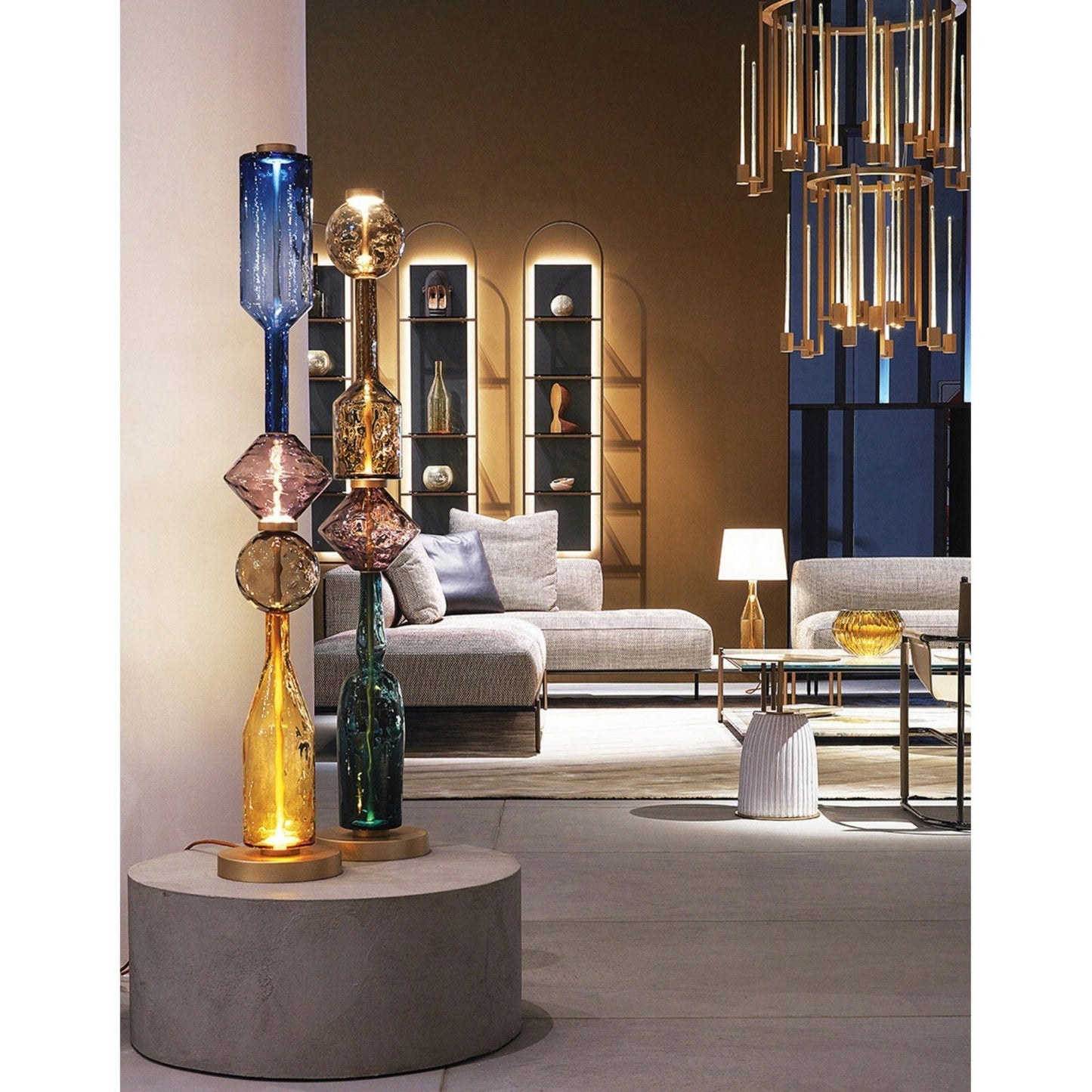 Aluminum Frame Multi-Color Stacked Glass Floor Lamp | Chromatic Art