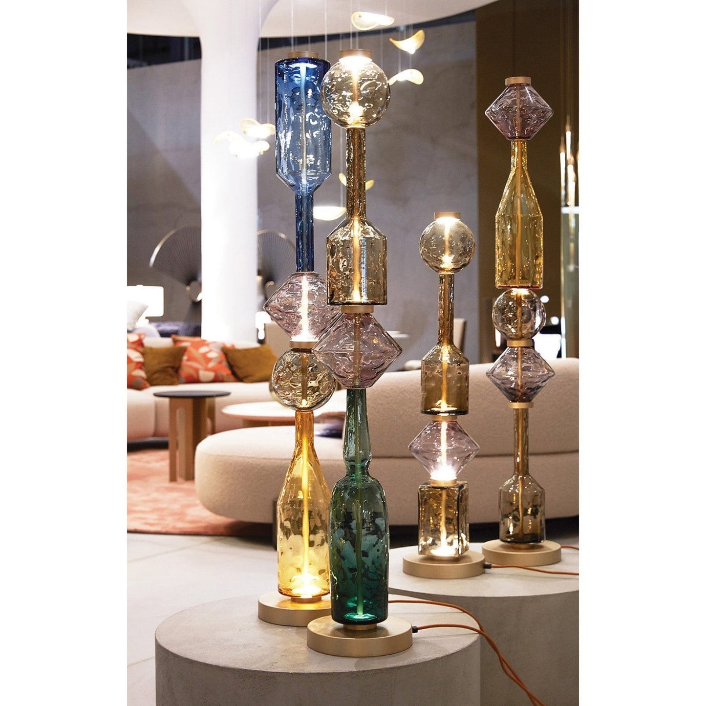 Aluminum Frame Multi-Color Stacked Glass Floor Lamp | Chromatic Art