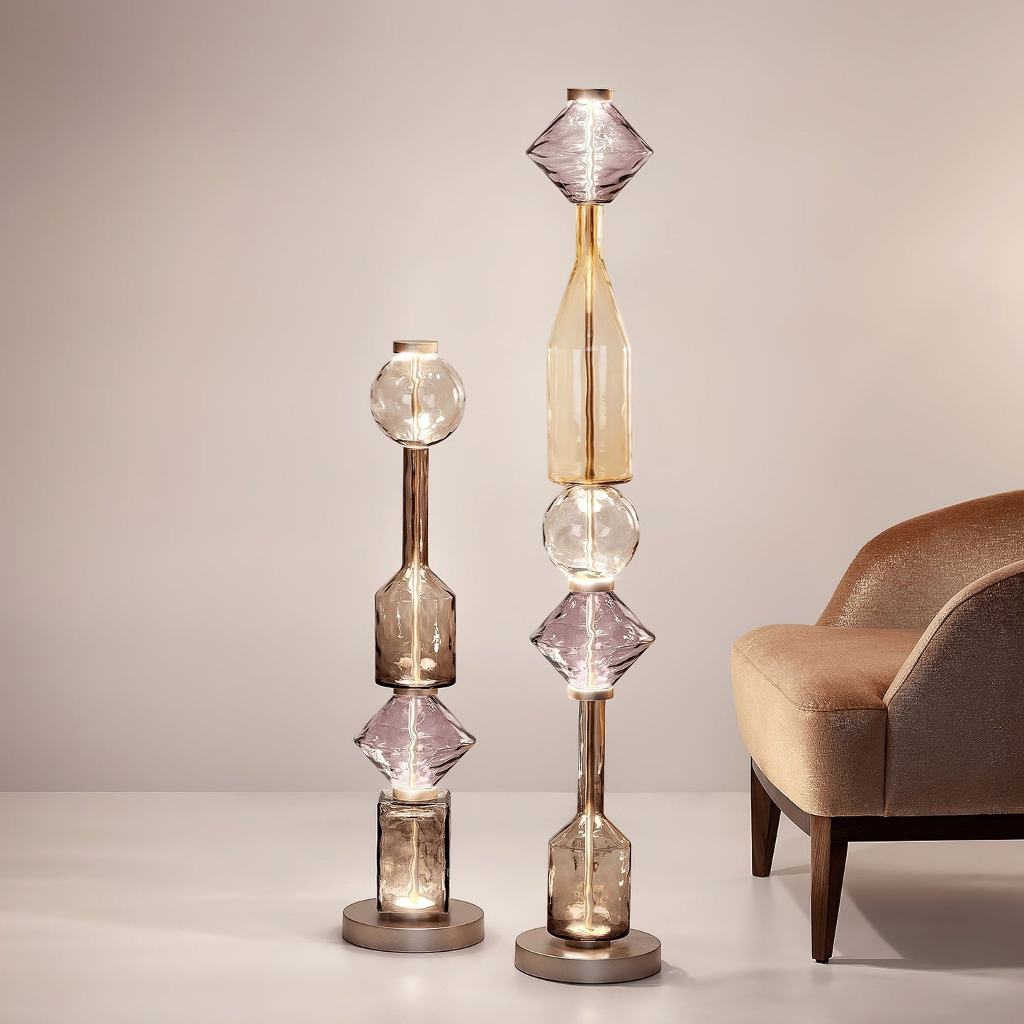 Aluminum Frame Multi-Color Stacked Glass Floor Lamp | Chromatic Art