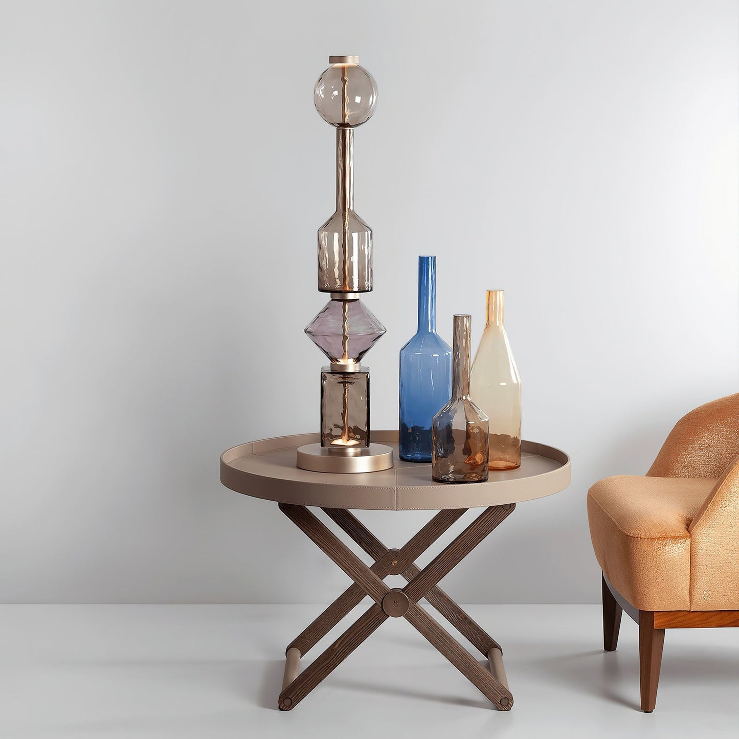 Aluminum Frame Multi-Color Stacked Glass Floor Lamp | Chromatic Art