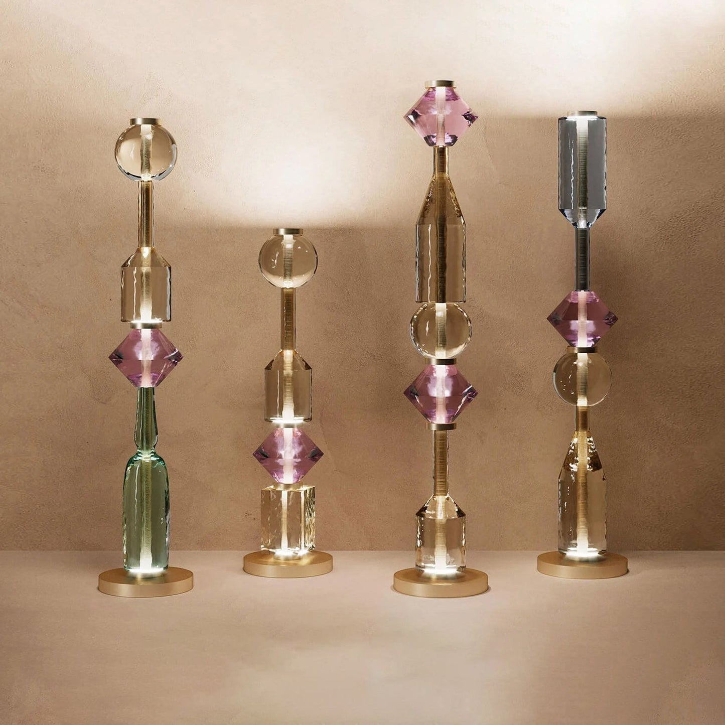 Mixed Color Aluminum & Glass Seductive Table Lamp | Warm Reflective