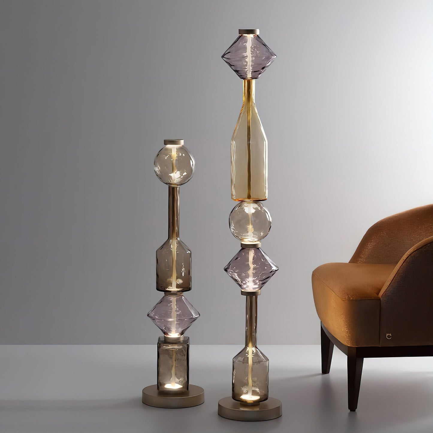Mixed Color Aluminum & Glass Seductive Table Lamp | Warm Reflective