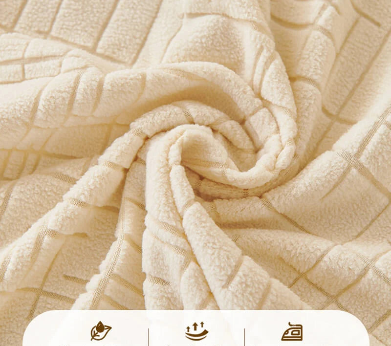 Stretch Jacquard Sofa Cover with Non-Slip Fit - Close-Up of Jacquard Check Texture