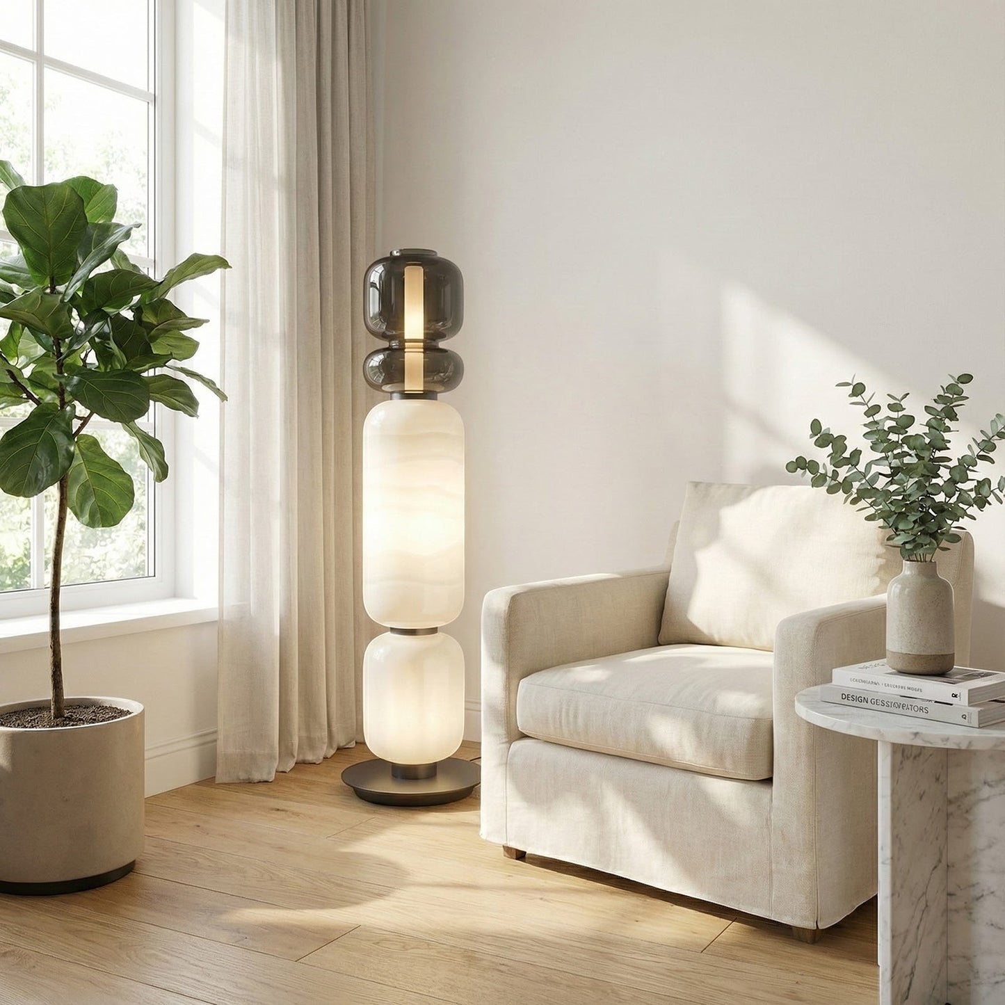 Artisanal Blown Glass Floor Lamp | 30cm 135cm Unique Living Dining