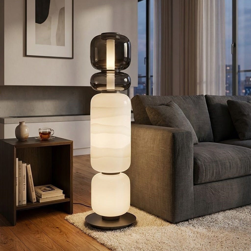 Artisanal Blown Glass Floor Lamp | 30cm 135cm Unique Living Dining