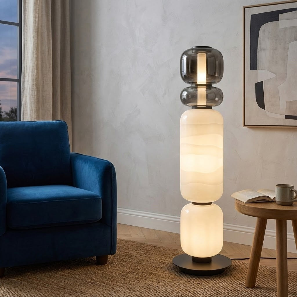 Artisanal Blown Glass Floor Lamp | 30cm 135cm Unique Living Dining