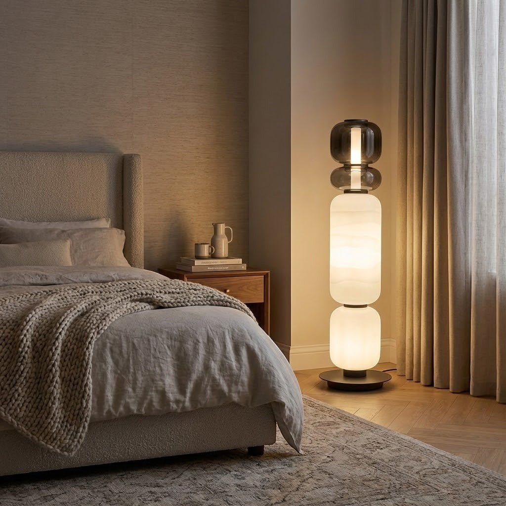 Artisanal Blown Glass Floor Lamp | 30cm 135cm Unique Living Dining