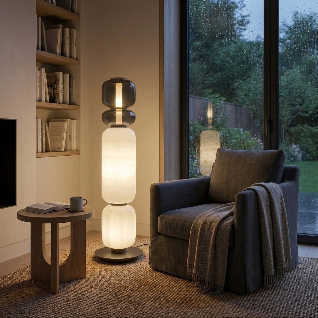 Artisanal Blown Glass Floor Lamp | 30cm 135cm Unique Living Dining
