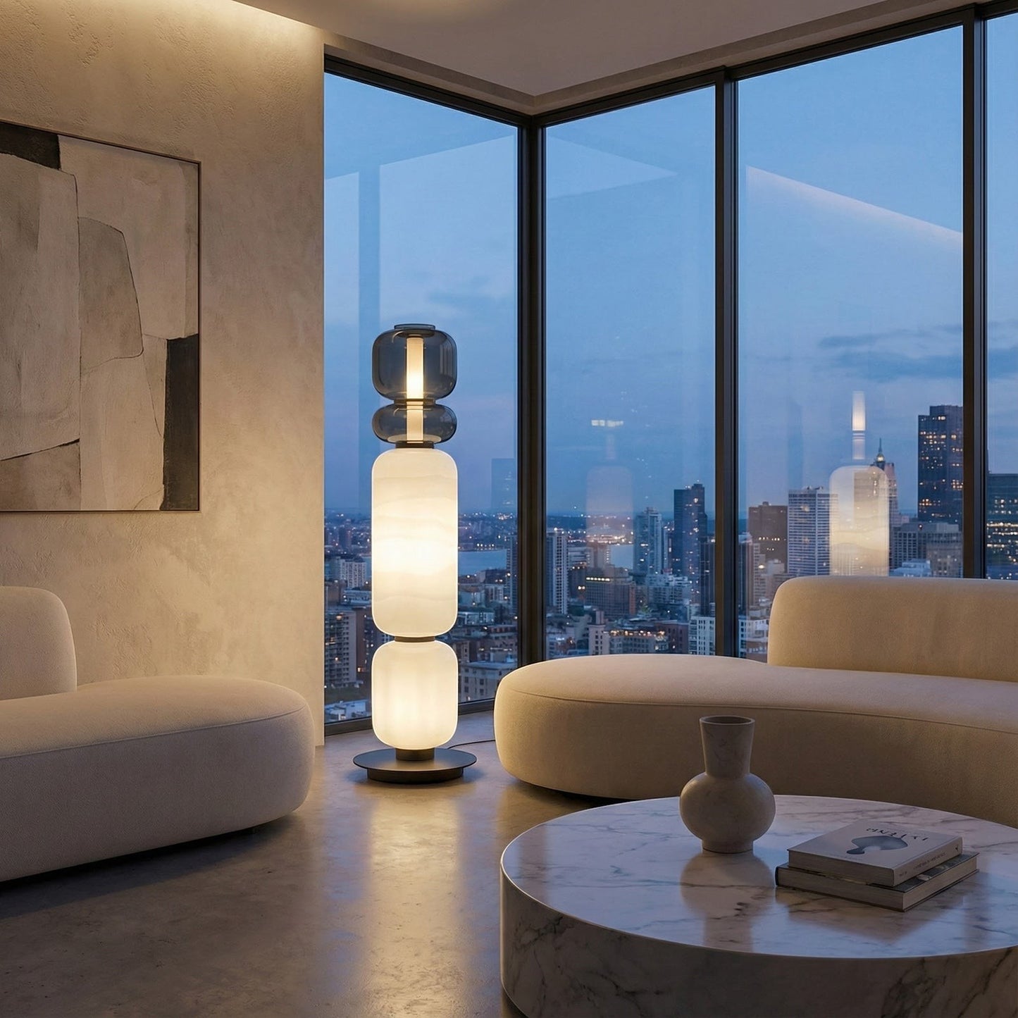 Artisanal Blown Glass Floor Lamp | 30cm 135cm Unique Living Dining