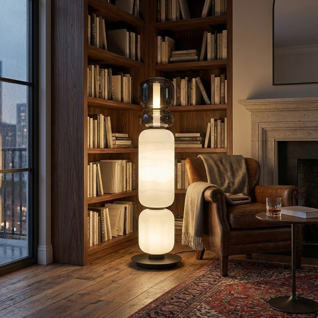 Artisanal Blown Glass Floor Lamp | 30cm 135cm Unique Living Dining