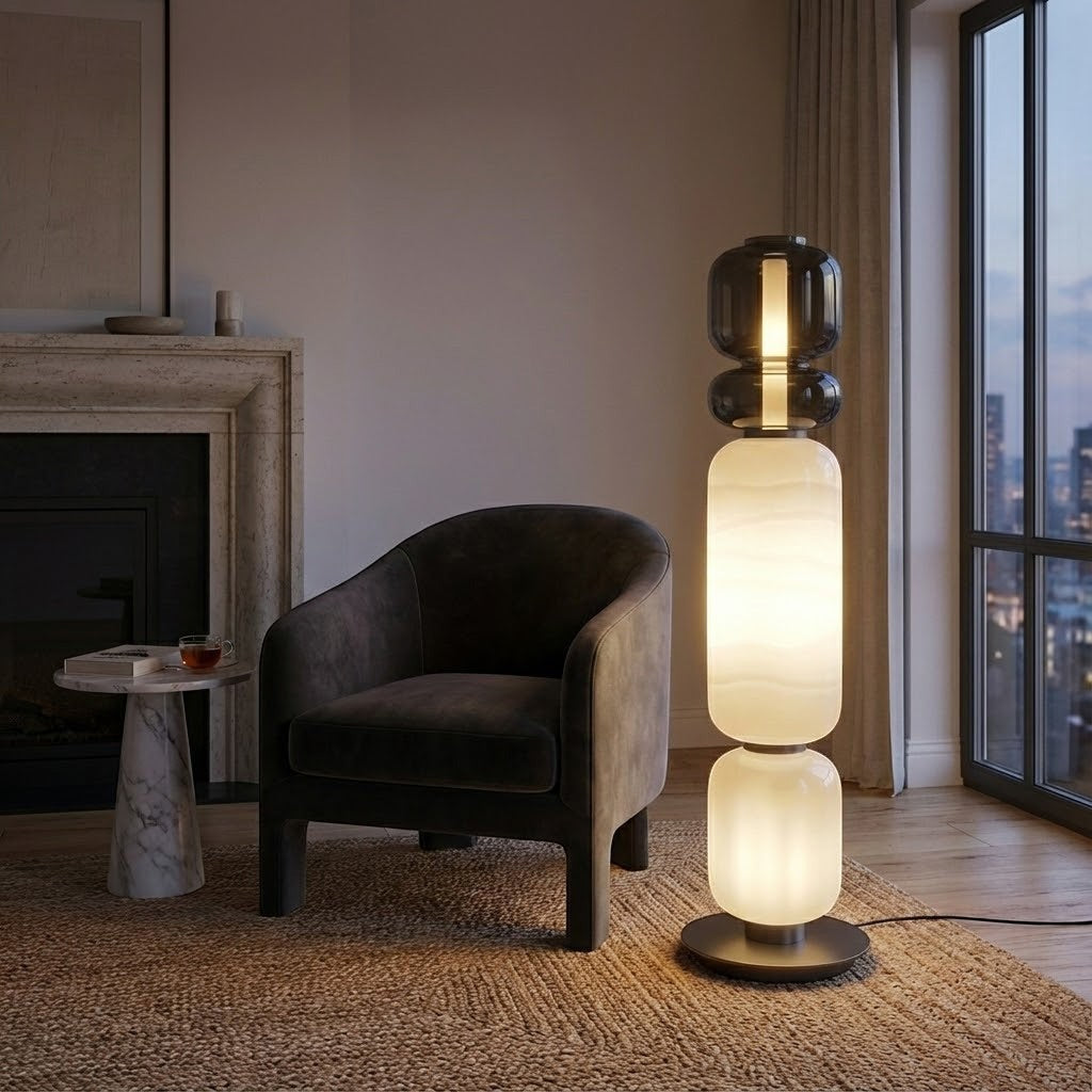 Artisanal Blown Glass Floor Lamp | 30cm 135cm Unique Living Dining