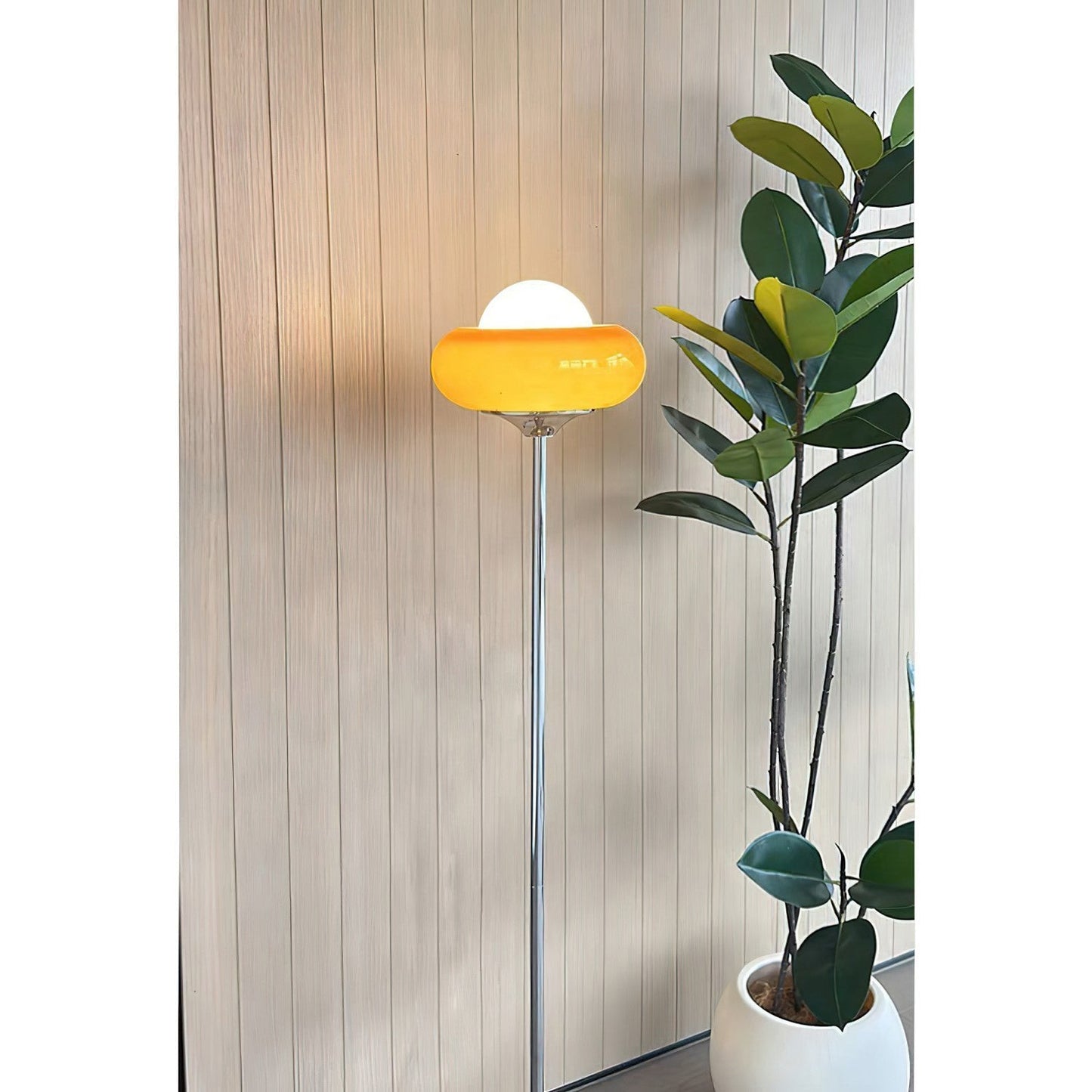 40cm Glass Shade Iron Floor Lamp | 155cm Warm Cozy Living Room