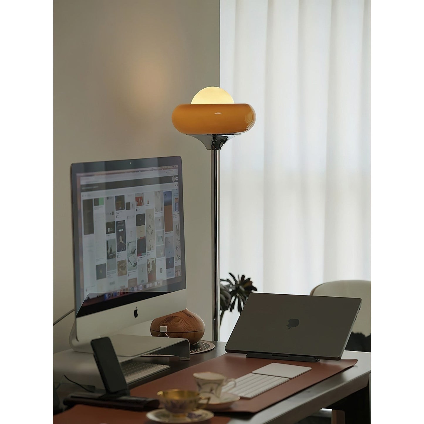 40cm Glass Shade Iron Floor Lamp | 155cm Warm Cozy Living Room