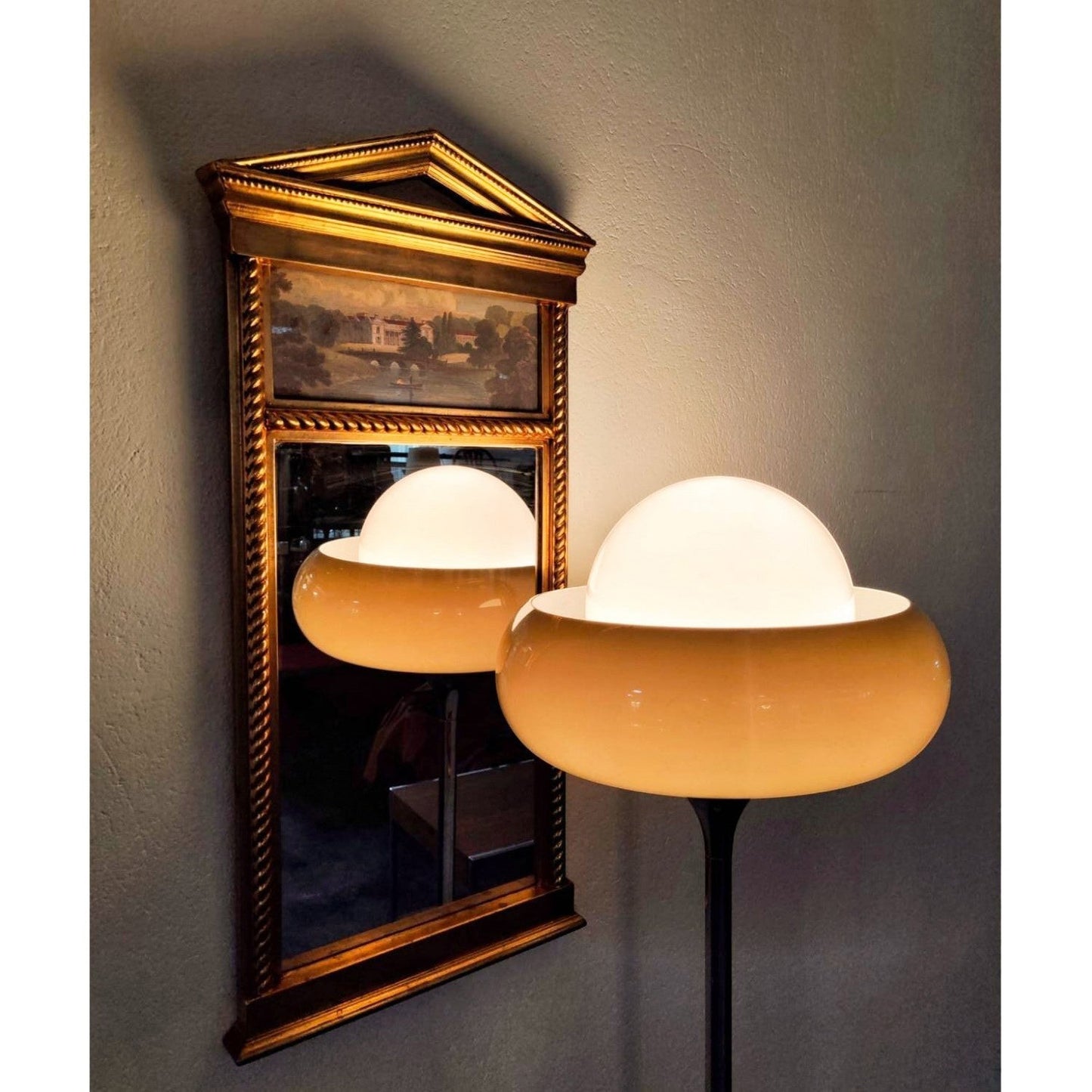 40cm Glass Shade Iron Floor Lamp | 155cm Warm Cozy Living Room