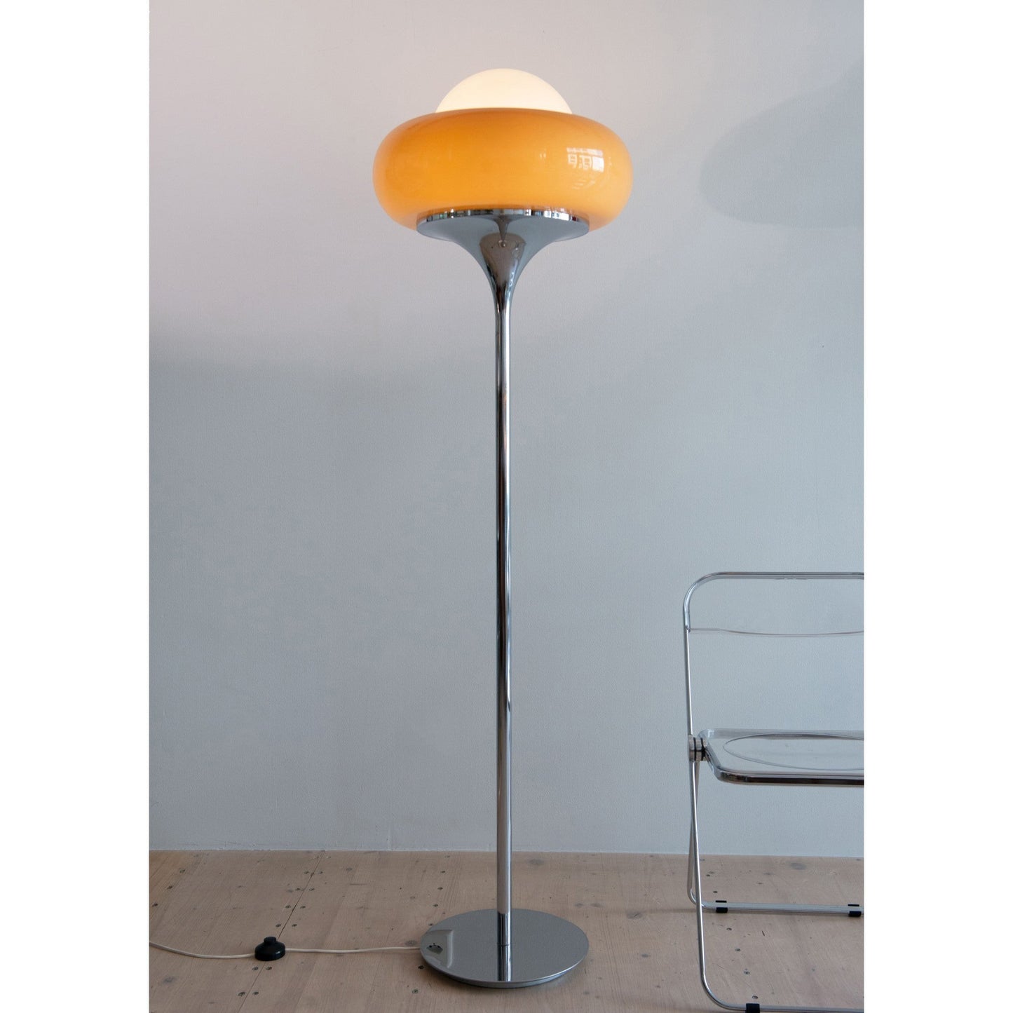 40cm Glass Shade Iron Floor Lamp | 155cm Warm Cozy Living Room