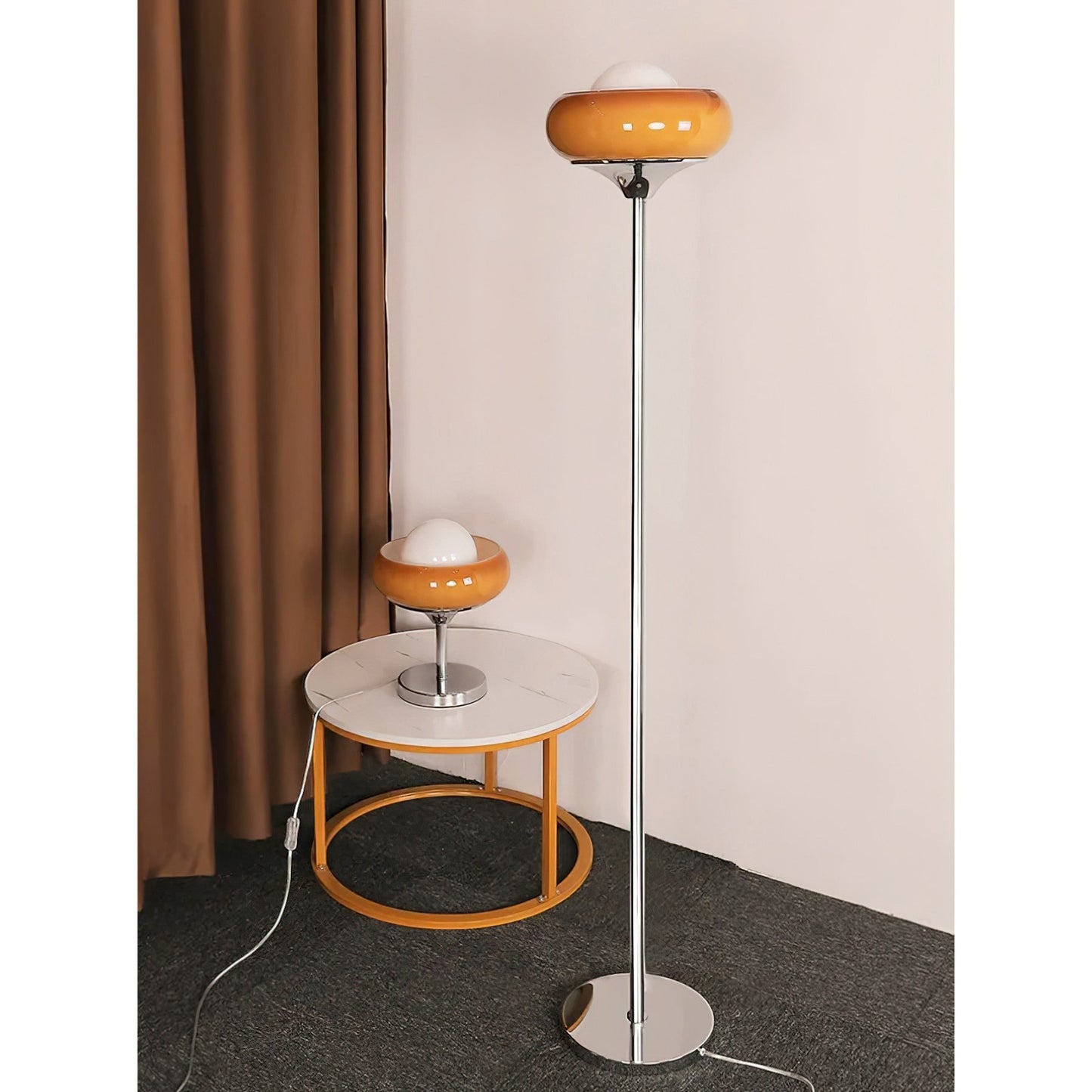 40cm Glass Shade Iron Floor Lamp | 155cm Warm Cozy Living Room