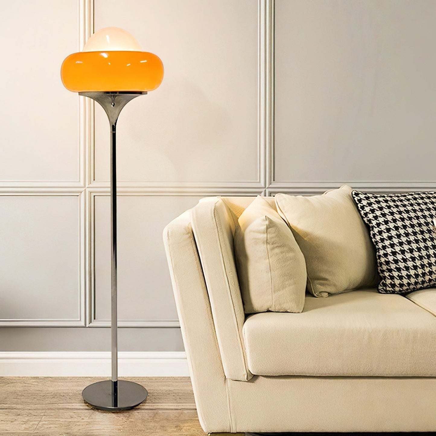 40cm Glass Shade Iron Floor Lamp | 155cm Warm Cozy Living Room