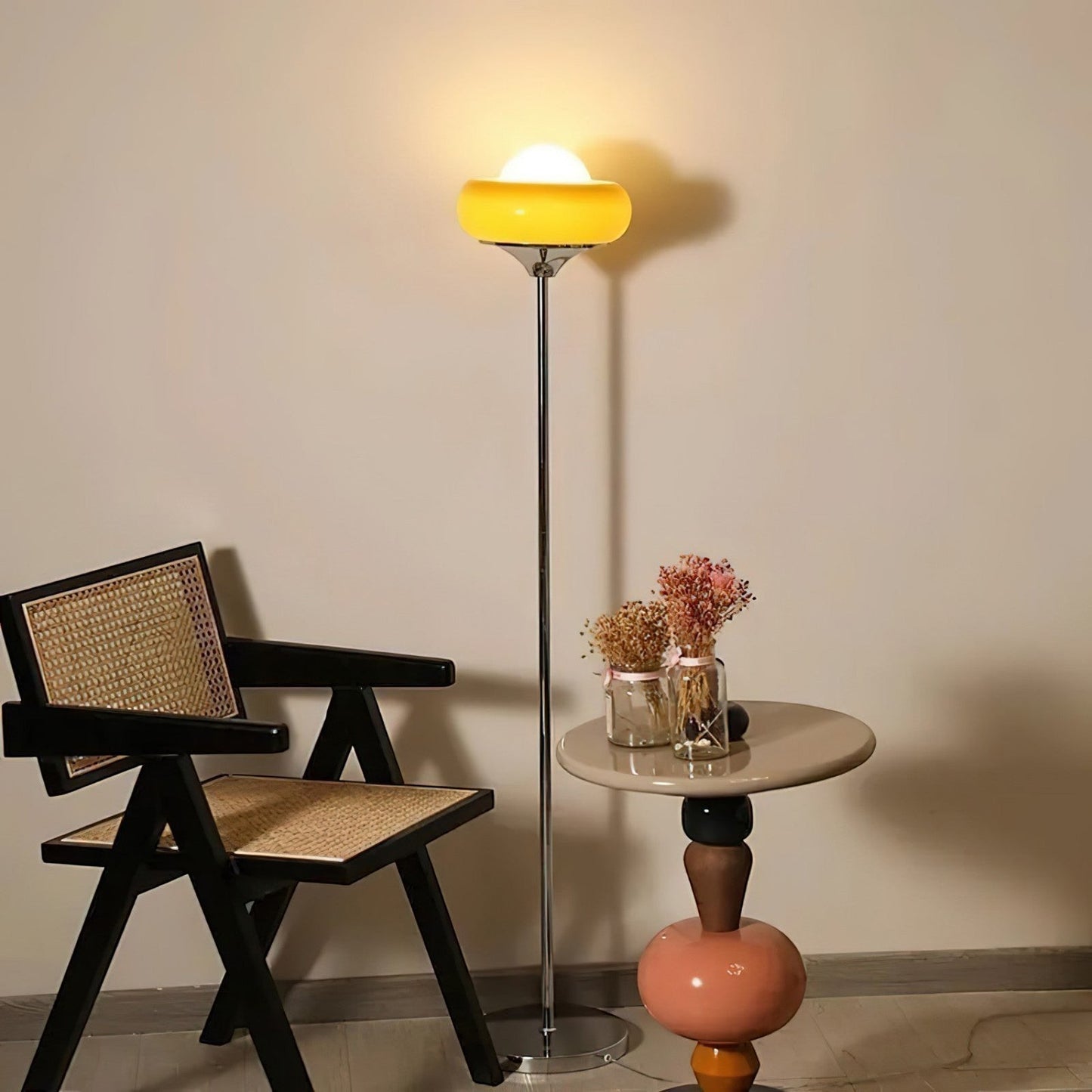 40cm Glass Shade Iron Floor Lamp | 155cm Warm Cozy Living Room