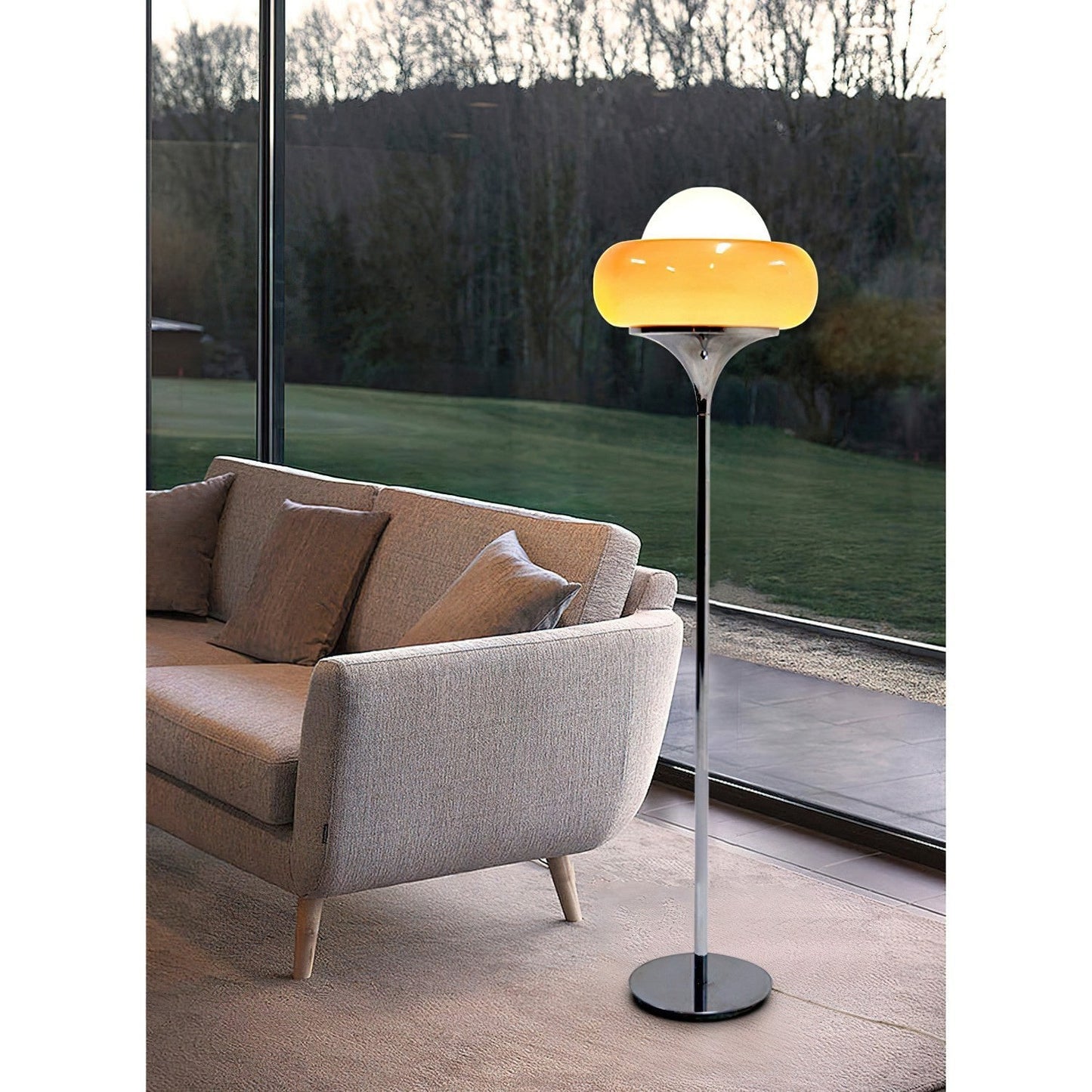 40cm Glass Shade Iron Floor Lamp | 155cm Warm Cozy Living Room