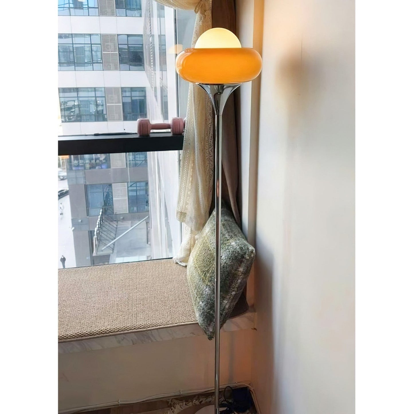 40cm Glass Shade Iron Floor Lamp | 155cm Warm Cozy Living Room