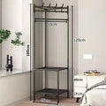 Corner Clothes Rail with Shelves & Hooks - Black with 2 Shelves, 180cm High with Dimensions